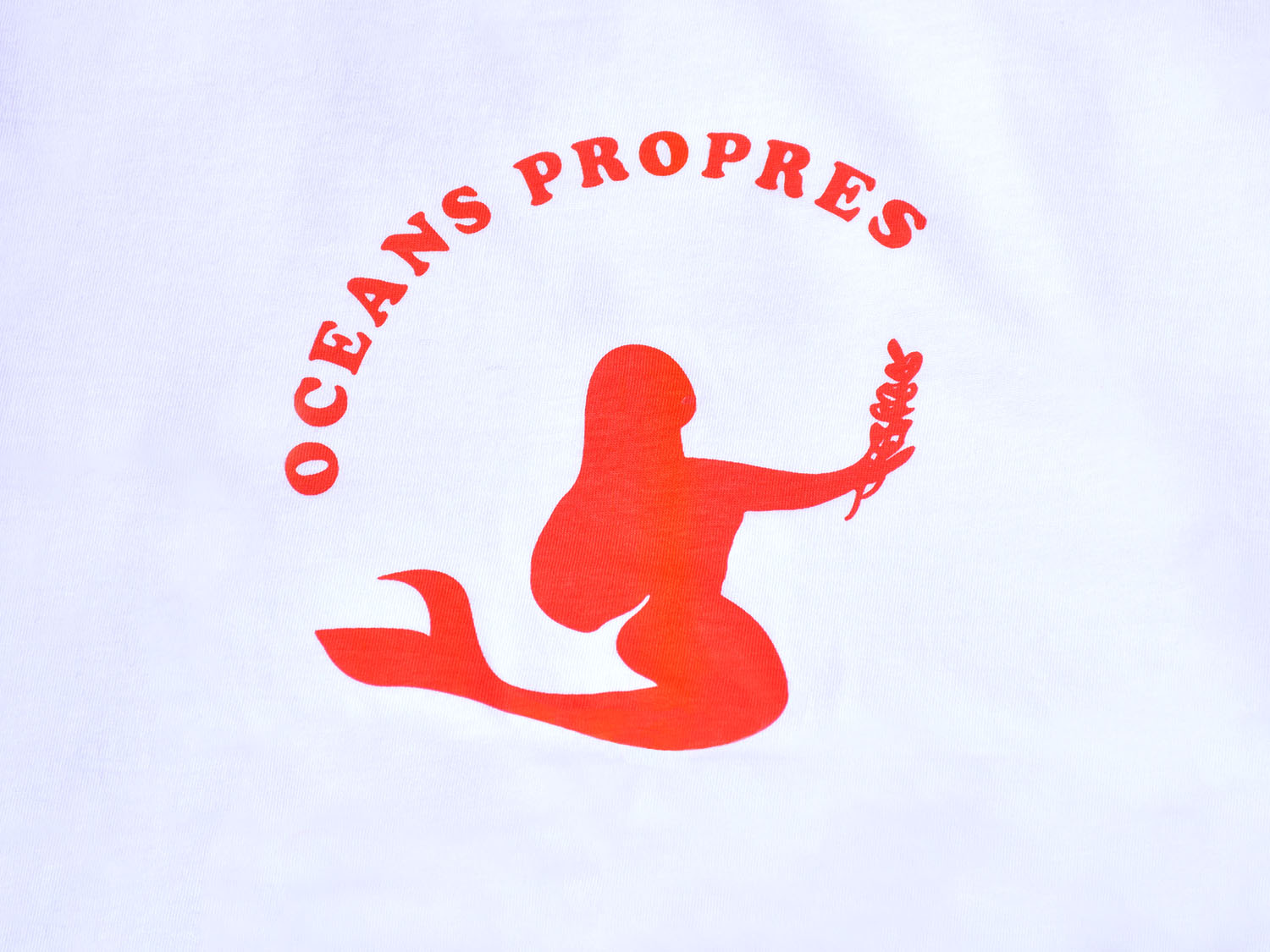 T-shirt femme sirène océans propres blanc rouge