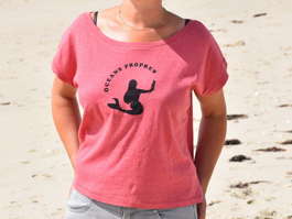 T-shirt Femme rose, sirène noire océan propre