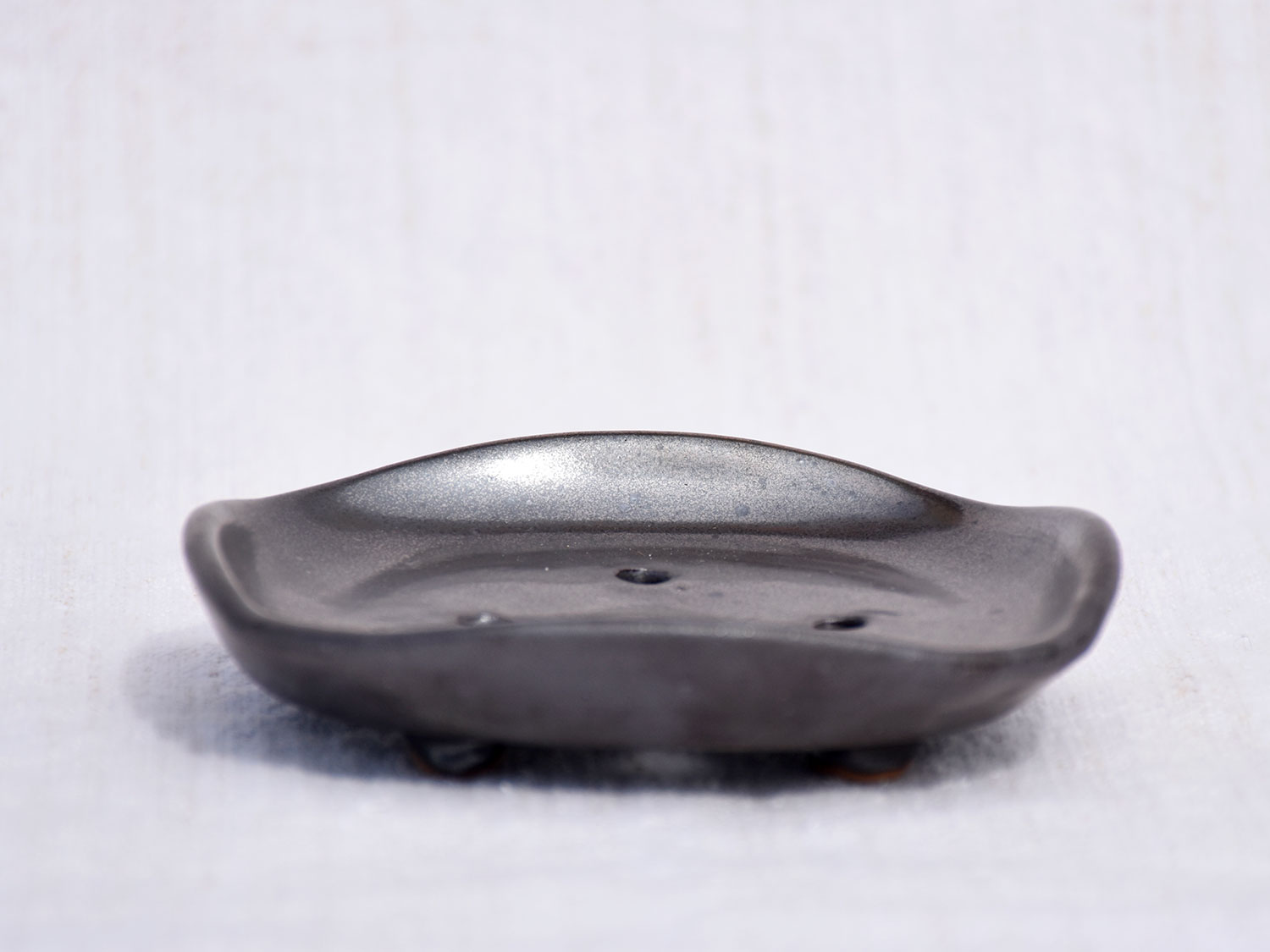 Porte-savon en grès gris anthracite